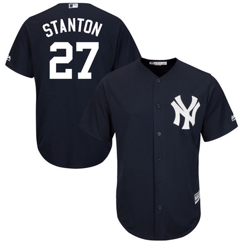 Yankees #27 Giancarlo Stanton Navy Blue New Cool Base Stitched MLB Jersey